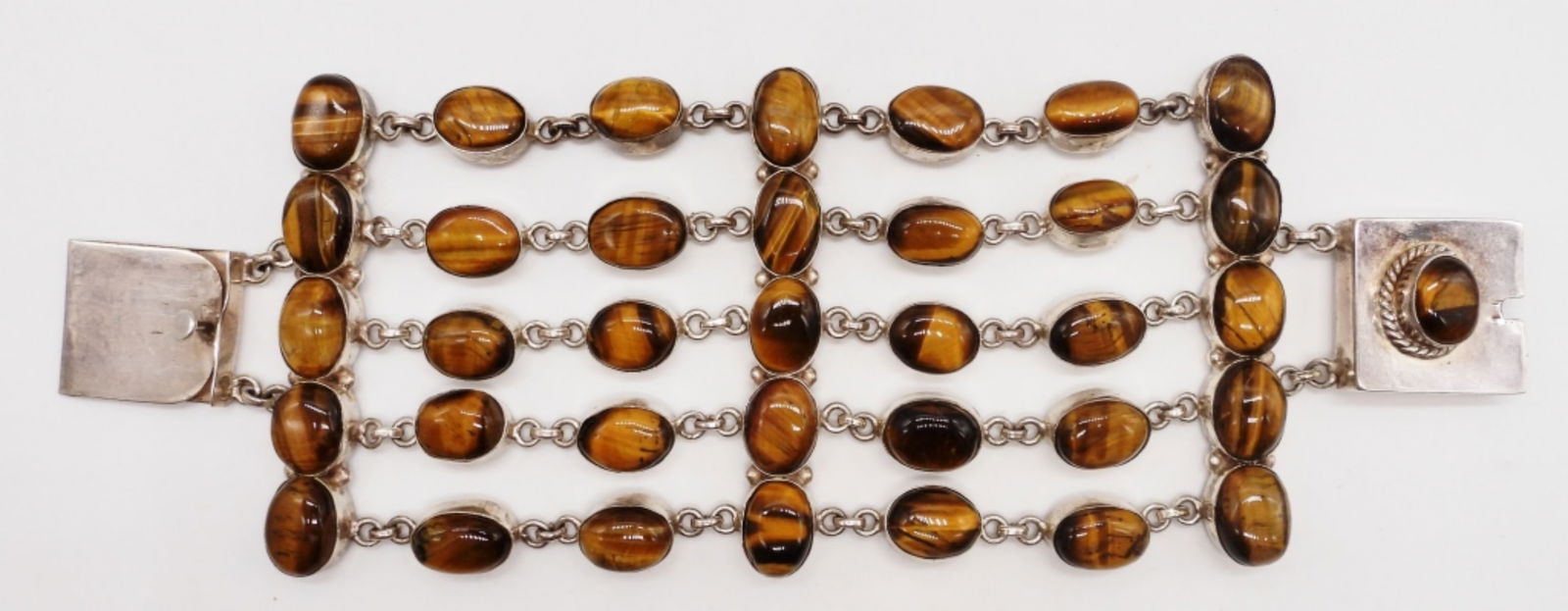 TIGER EYE STONE STERLING BRACELET (1 of 6)