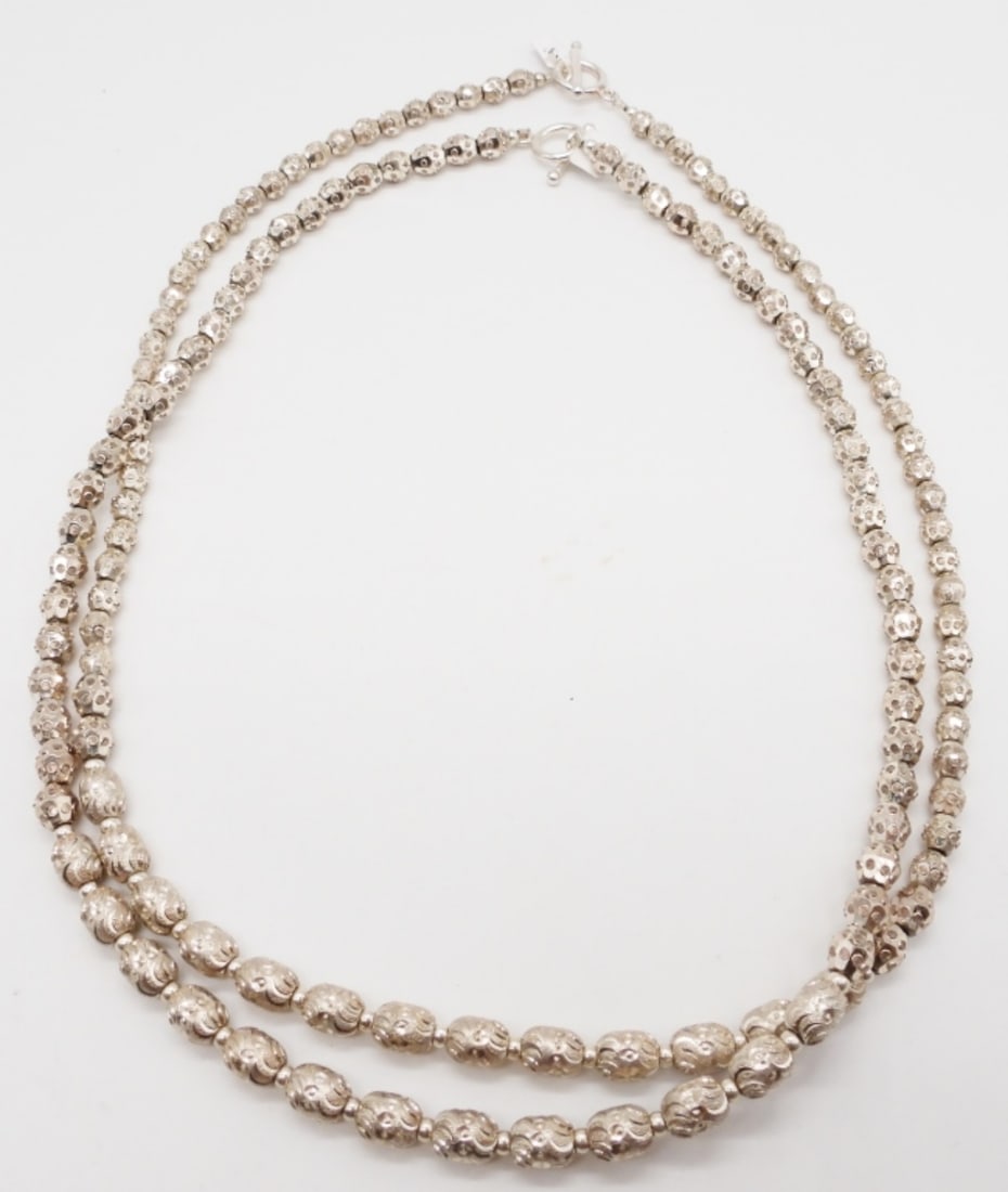 (2) 22 INCH STERLING SILVER BEAD NECKLACES (1 of 5)