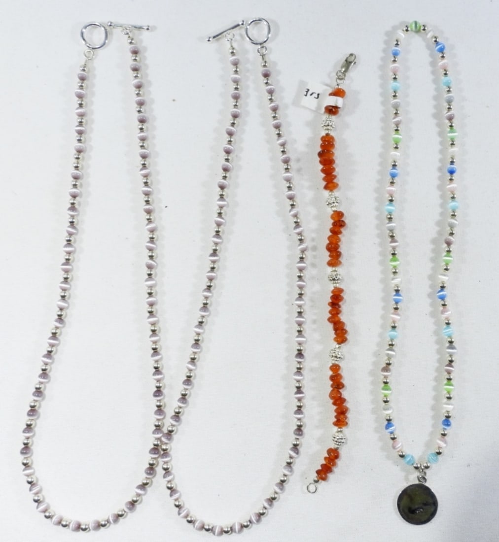 STERLING SILVER & BEADED JEWELRY LOT (1 of 2)