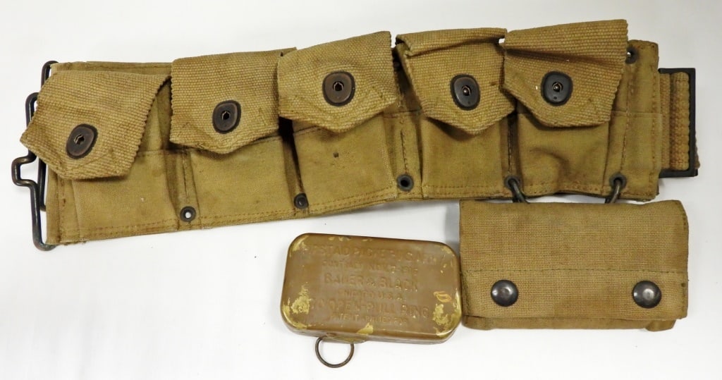 U.S. MILITARY BELT with FIRST AID PACKET: SEALED US ARMY FIRST AID KIT & BELT