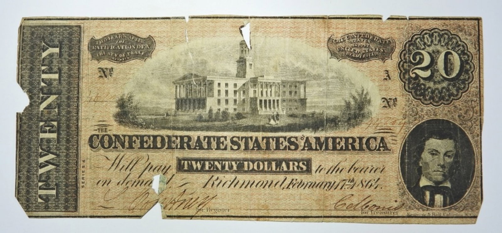 1864 $20 CONFEDERATE NOTE (1 of 2)