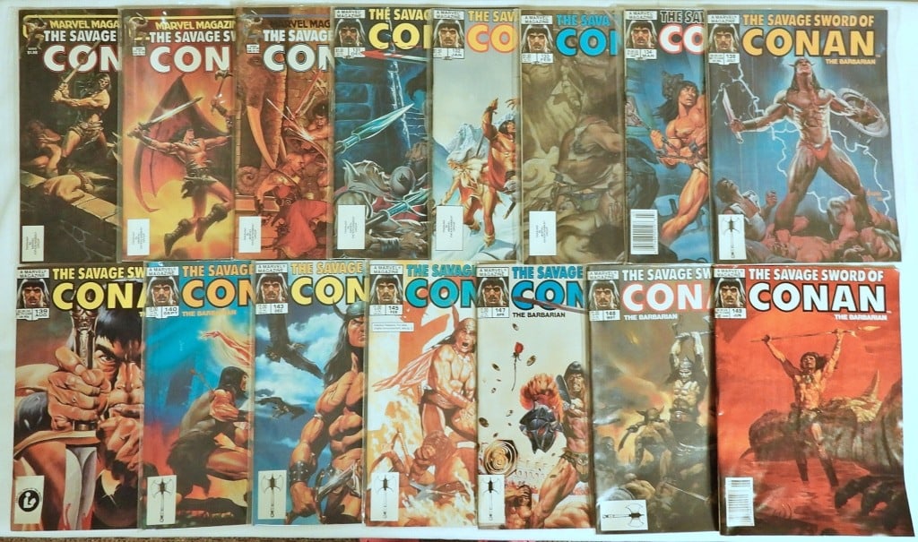 (15) THE SAVAGE SWORD OF CONAN COMICS: ISSUES #71, 87-88, 131-134, 138-140, 143, 145, 147-149, ALL DIFFERENT; MOST SLEEVED