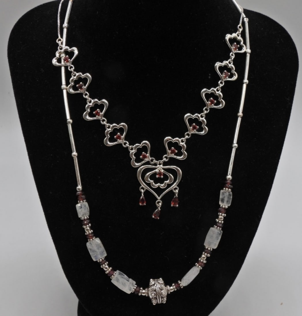 (2) GARNET STERLING NECKLACES (1 of 4)