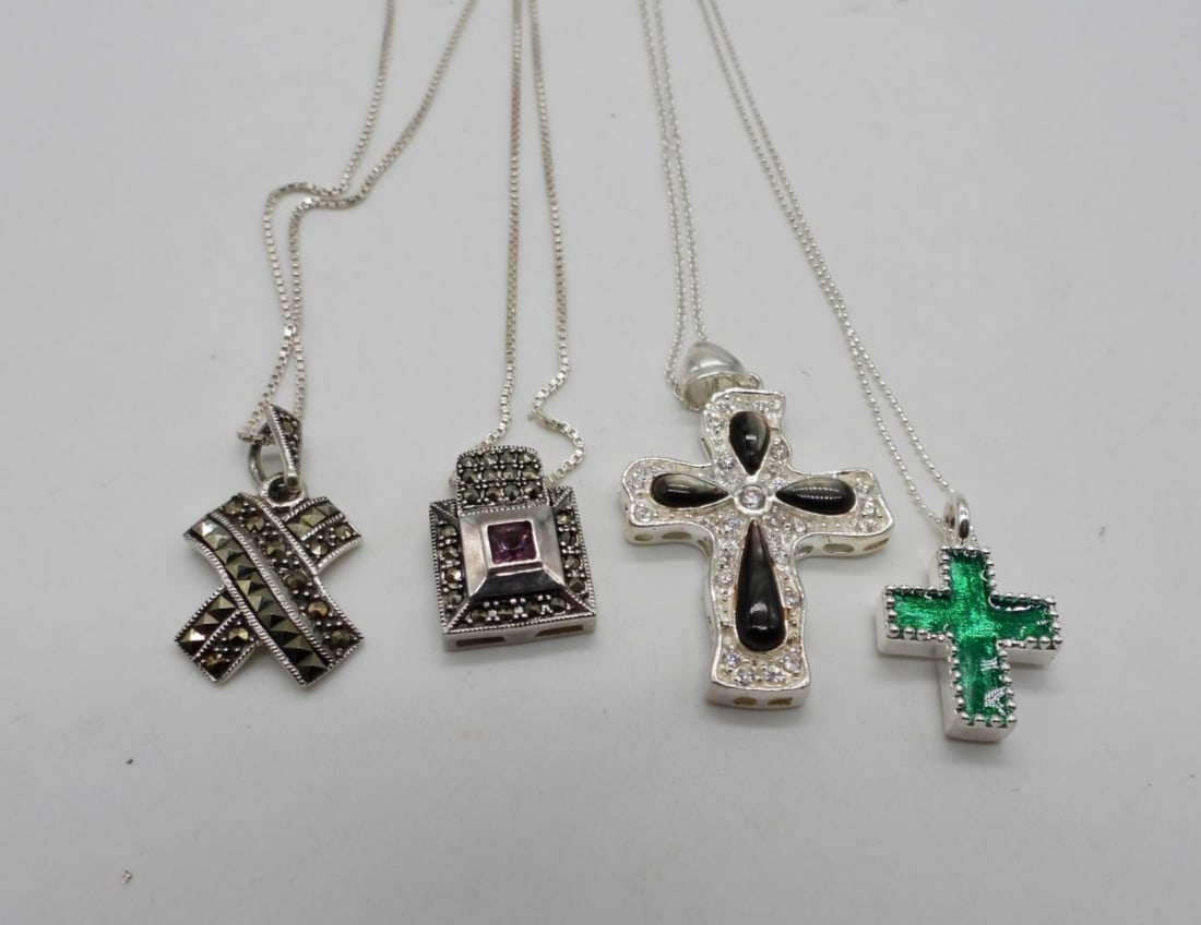 (4) STERLING NECKLACES WITH PENDANTS (1 of 4)