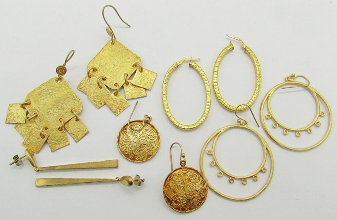 (5) Pairs of Sterling Silver Gold-Tone Earrings (1 of 2)