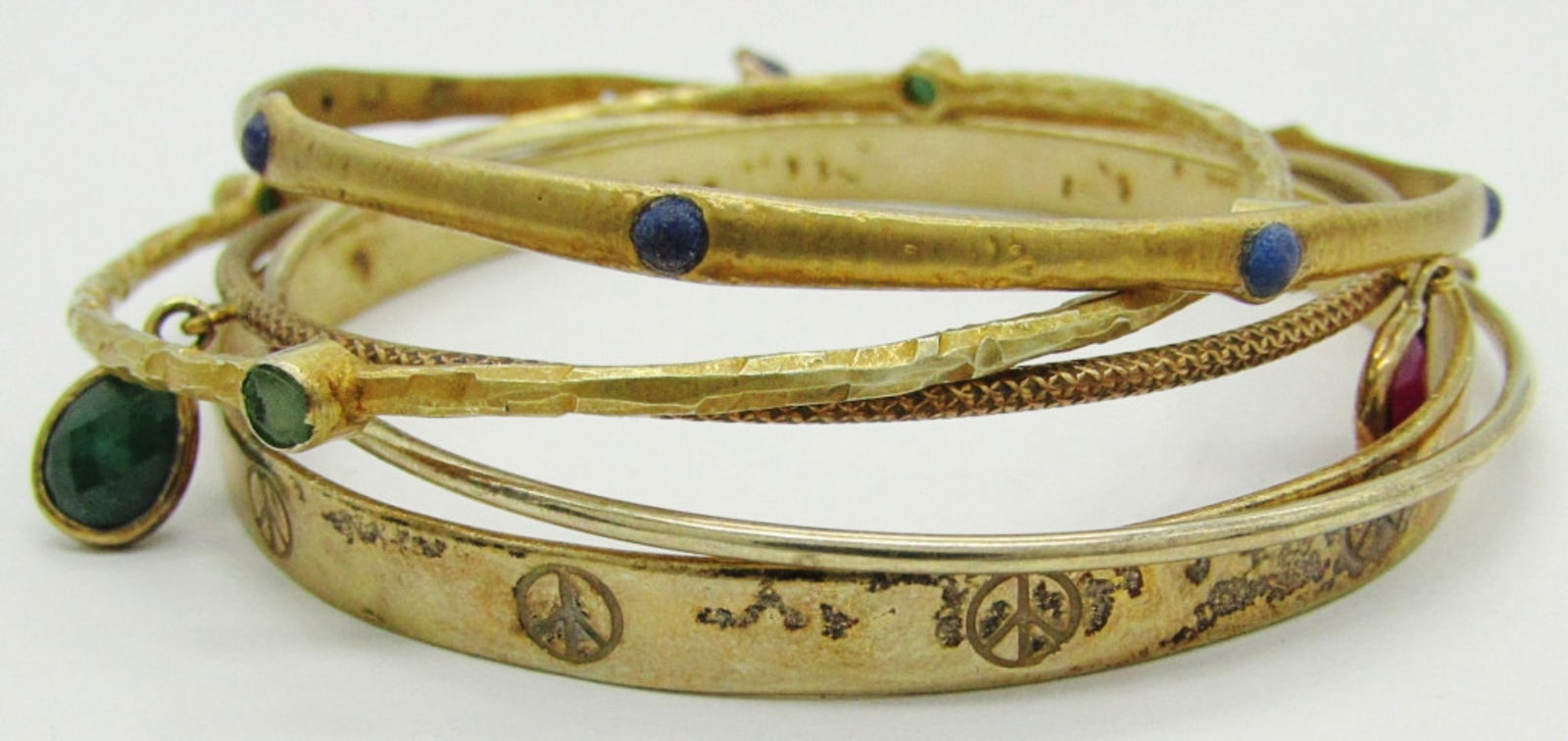 (5) Gold Tone Sterling Silver Bangles (1 of 2)