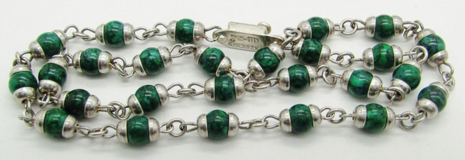 18" Malachite & Sterling Beaded Necklace (1 of 2)