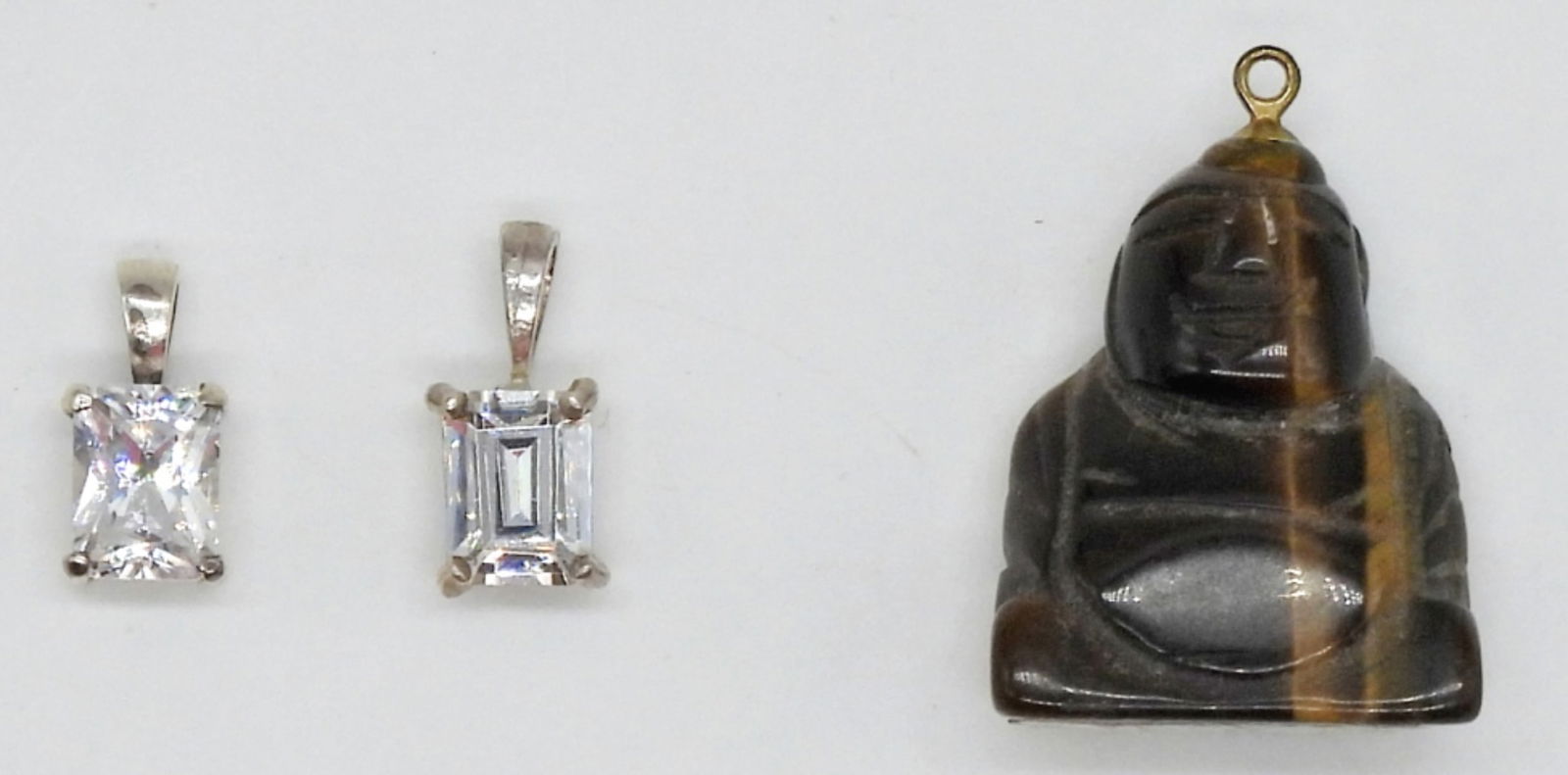 (3) STERLING PENDANTS - CLEAR GEMSTONES (1 of 2)