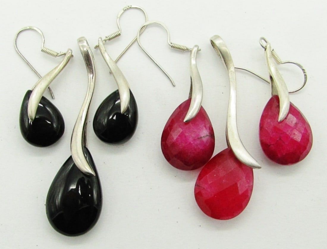 (2) GEMSTONE 925 PENDANT AND EARRING SETS (1 of 2)