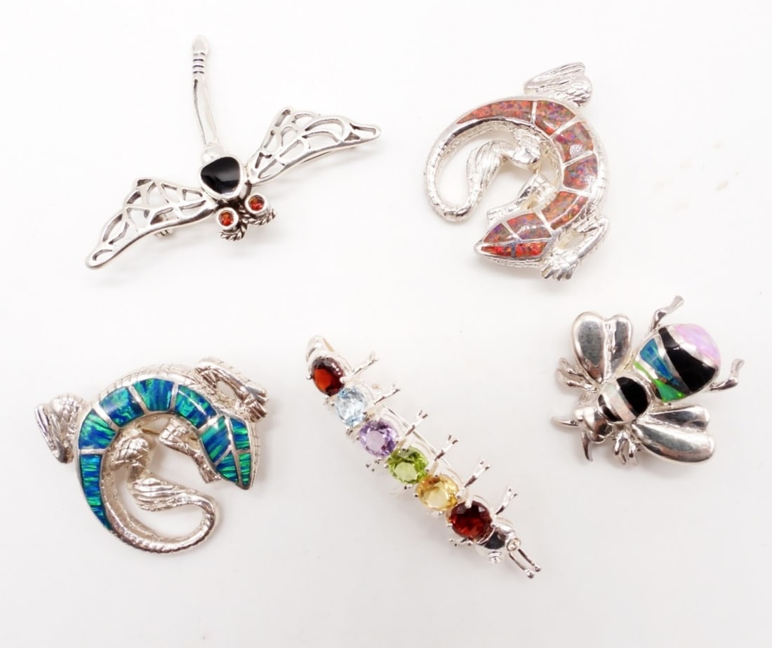 (5) STERLING INSECT & REPTILES PINS (1 of 5)