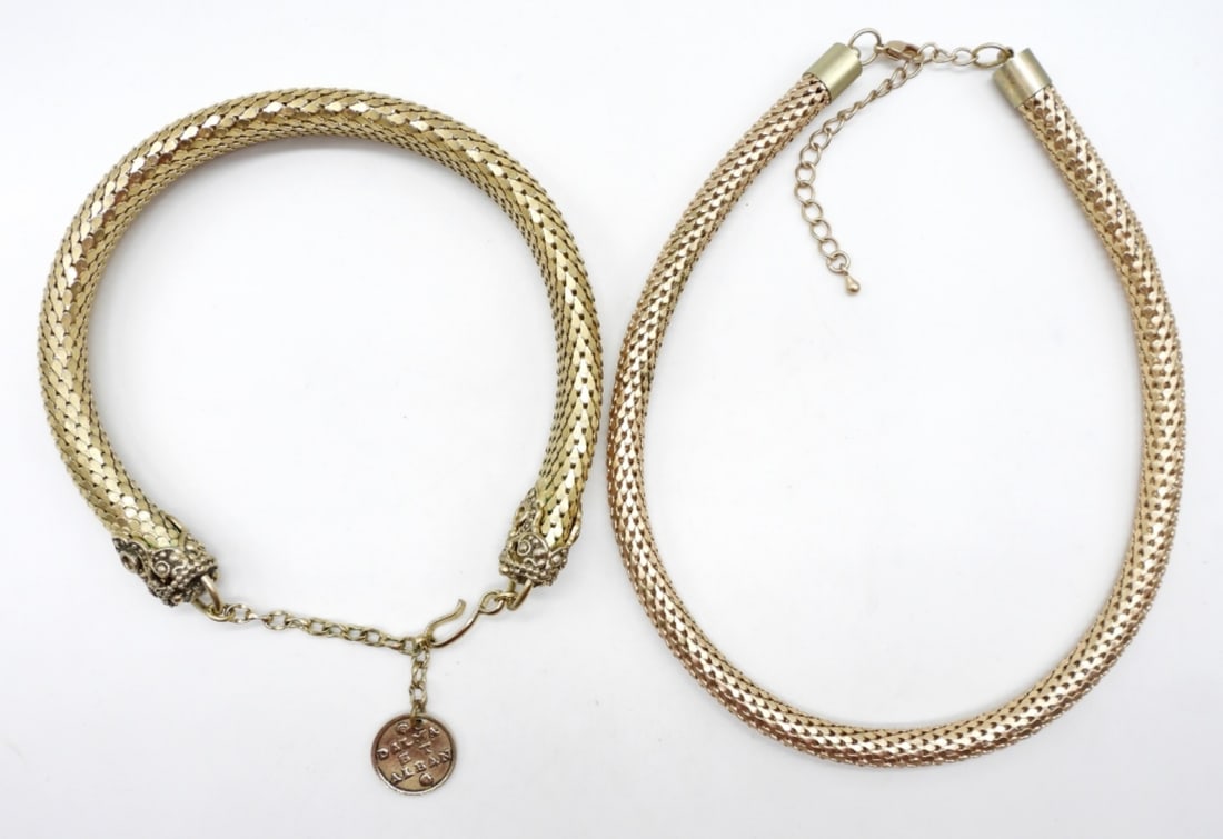 (2) GOLD TONE KNITTED TUBE NECKLACES (1 of 2)