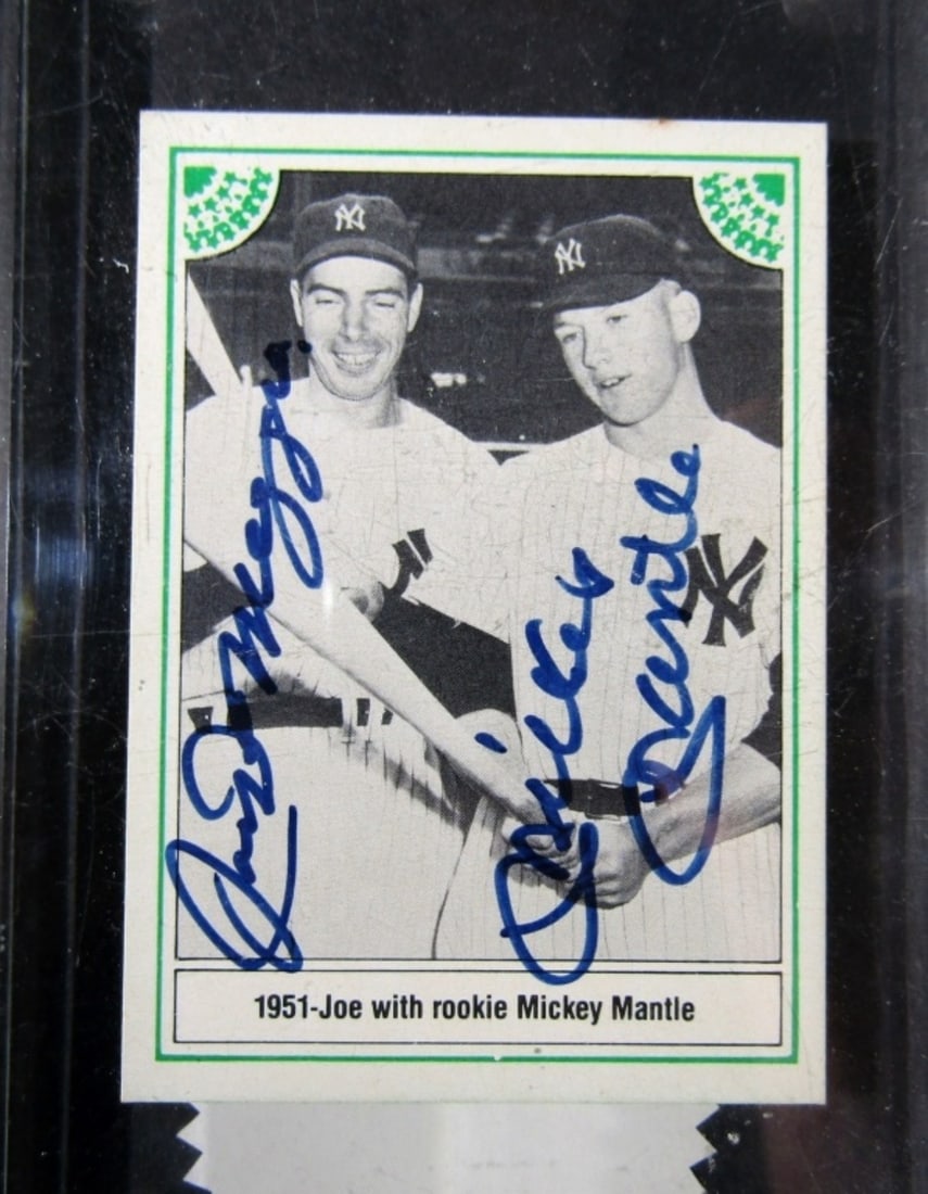 MICKEY MANTLE & JOE DiMAGGIO AUTOGRAPHED: 1983 ASA CARD - NO COA