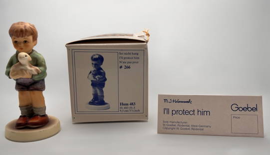 Hummel "I'll Protect Him" #266 Figurine: Original Box. Goebel Hummel "I'll Protect Him" #266, Hum 483 01-483-01-5 3.75" tall, 1982