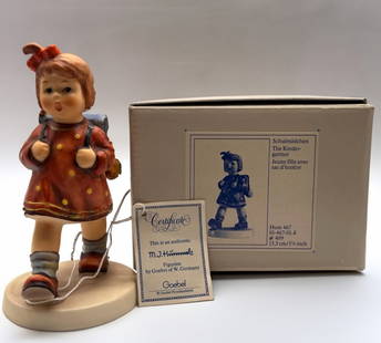 Hummel "The Kindergartner" #409 Figurine: Goebel Hummel "The Kindergartner" Hum 467 01-467-01-8 #409 5.25". Original box & COA. 1985