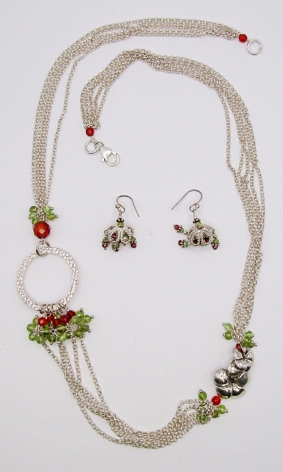 STERLING LAYERED NECKLACE WITH EARRING SET (1 of 2)