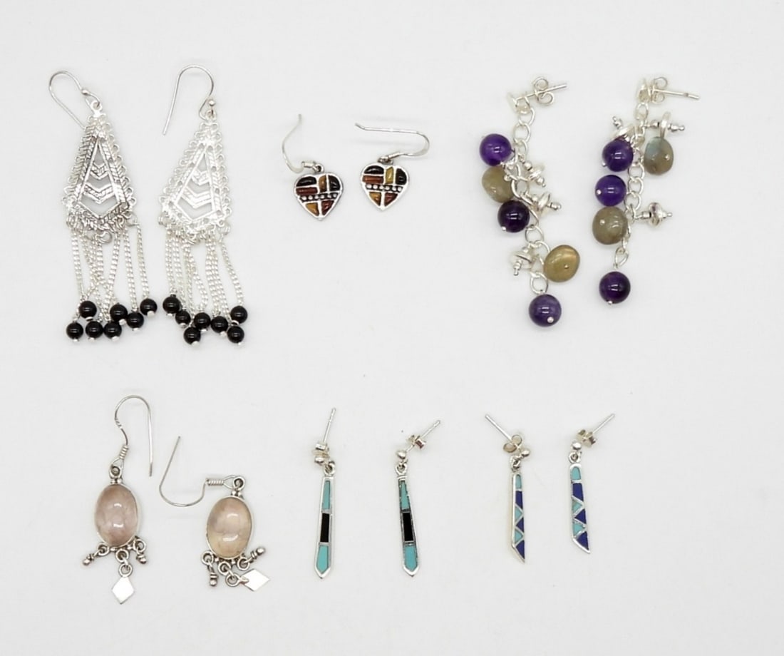 (6) PAIRS STERLING EARRINGS MARKED 925 (1 of 2)