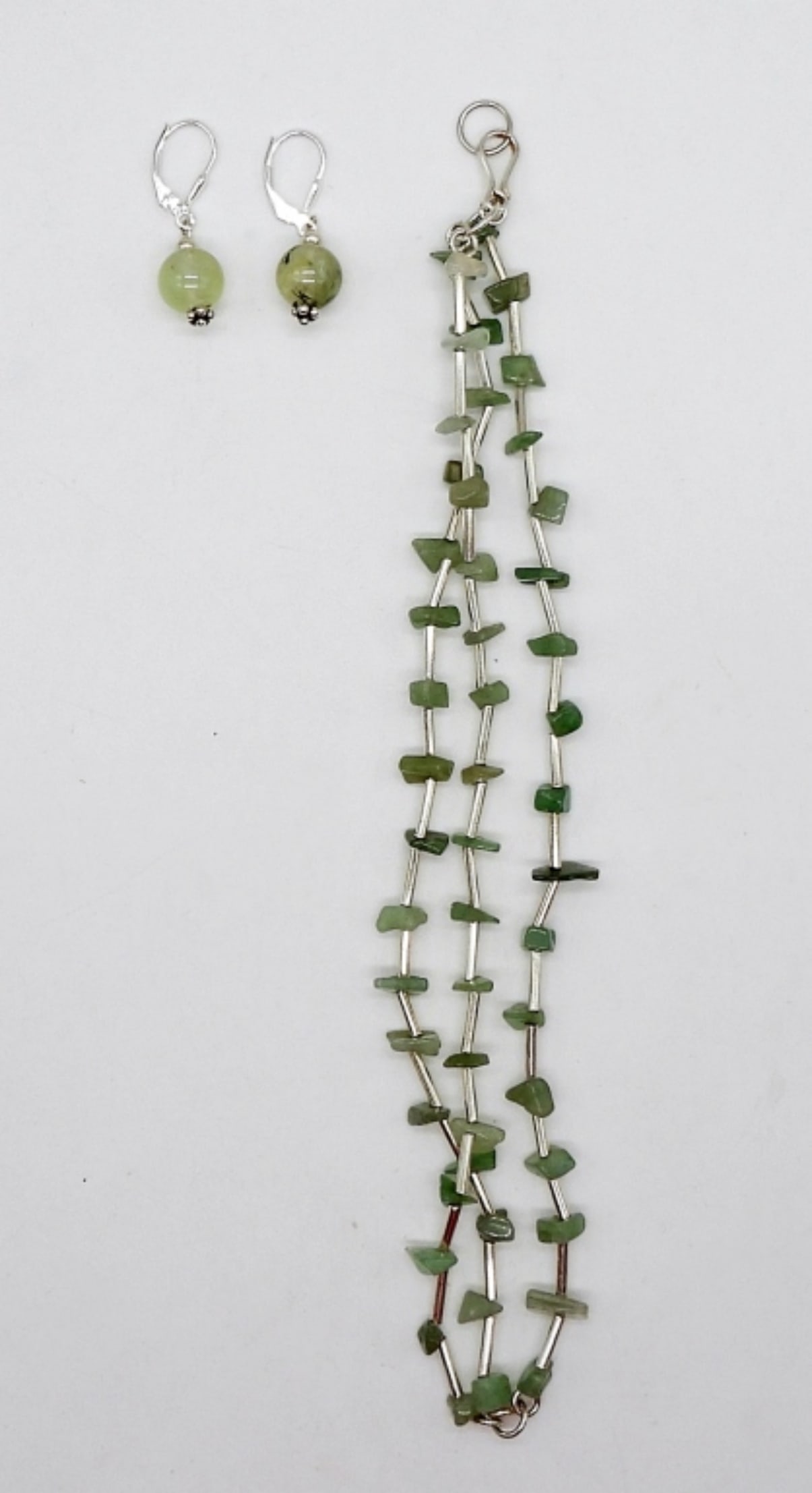 STERLING / PREHNITE BRACELET & EARRINGS (1 of 2)