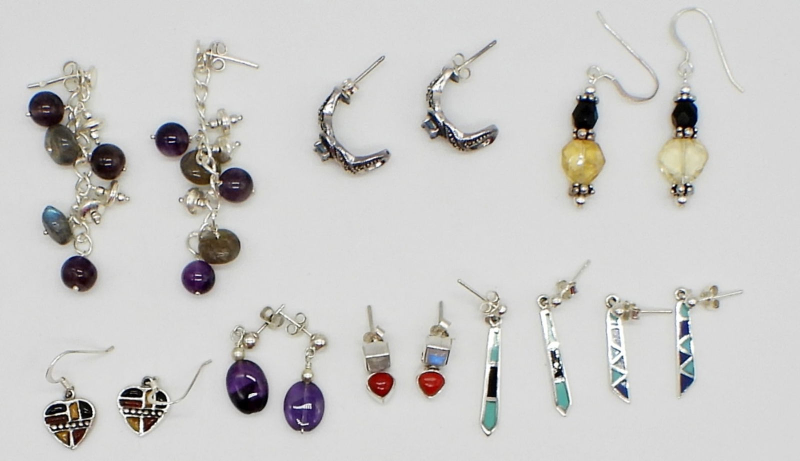 (8) PAIRS EARRINGS STERLING MARCASITE (1 of 2)