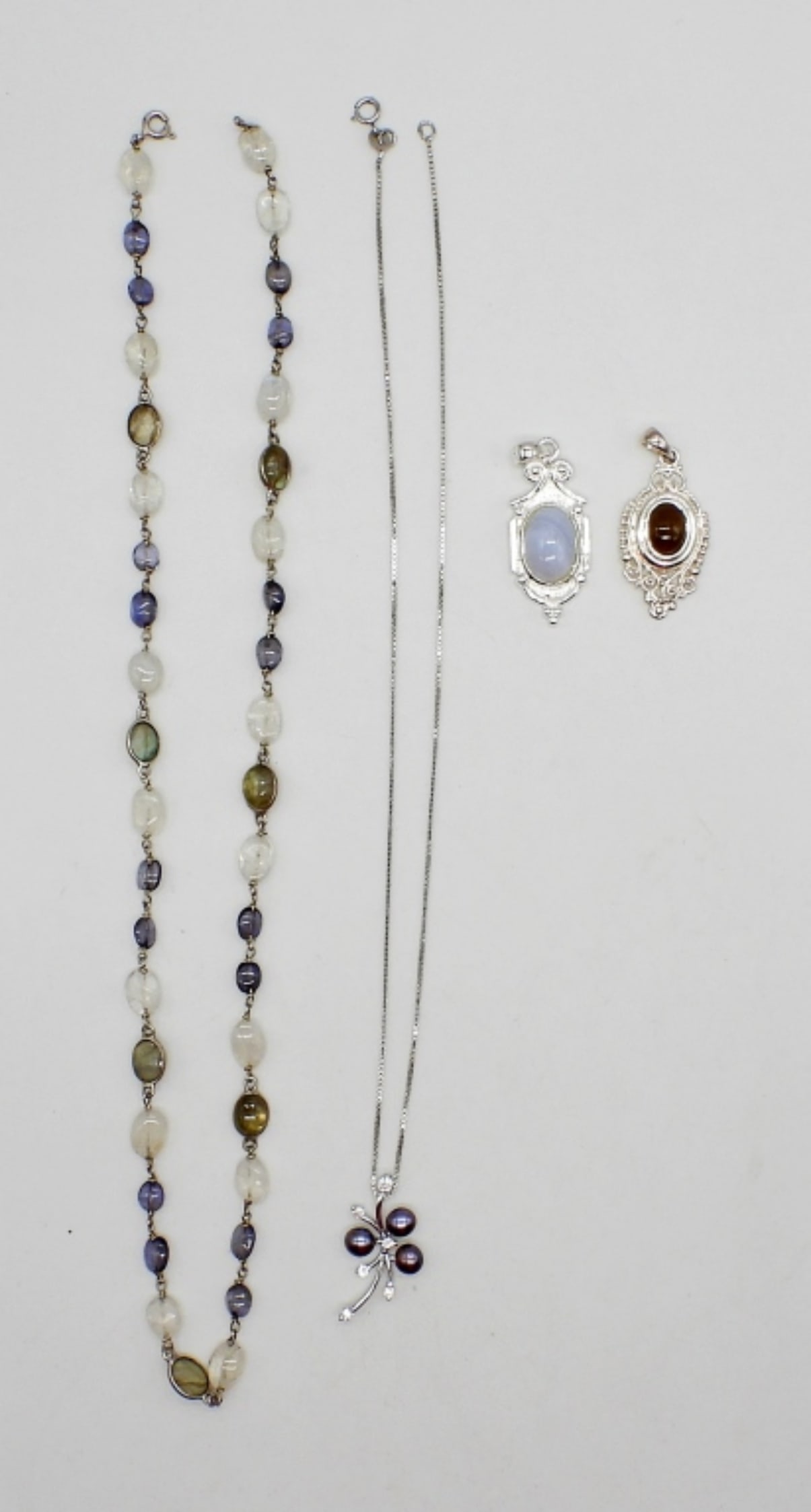 STERLING LOT (2) PENDANTS, (2) NECKLACES (1 of 2)