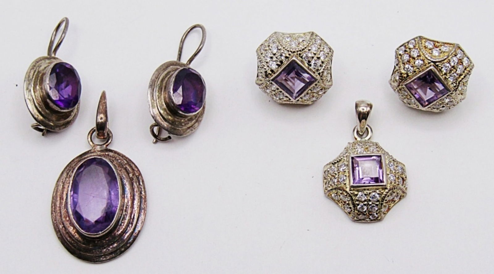 (2) AMETHYST PENDANT AND EARRING SETS (1 of 2)