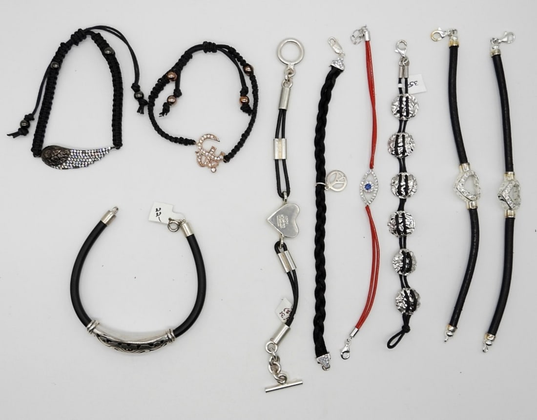 (9) STERLING LEATHER & BRAIDED BRACELETS (1 of 2)