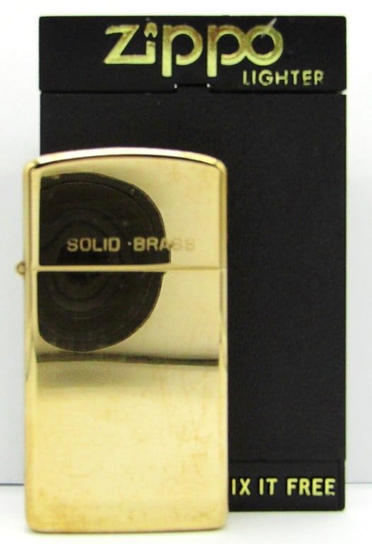 1988 Unfired Solid Brass Zippo Lighter: Unfired In Original Case.