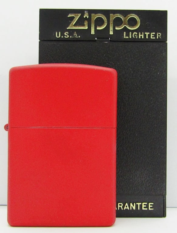 1997 Unfired Red Matte Zippo Lighter: Unfired In Original Case.