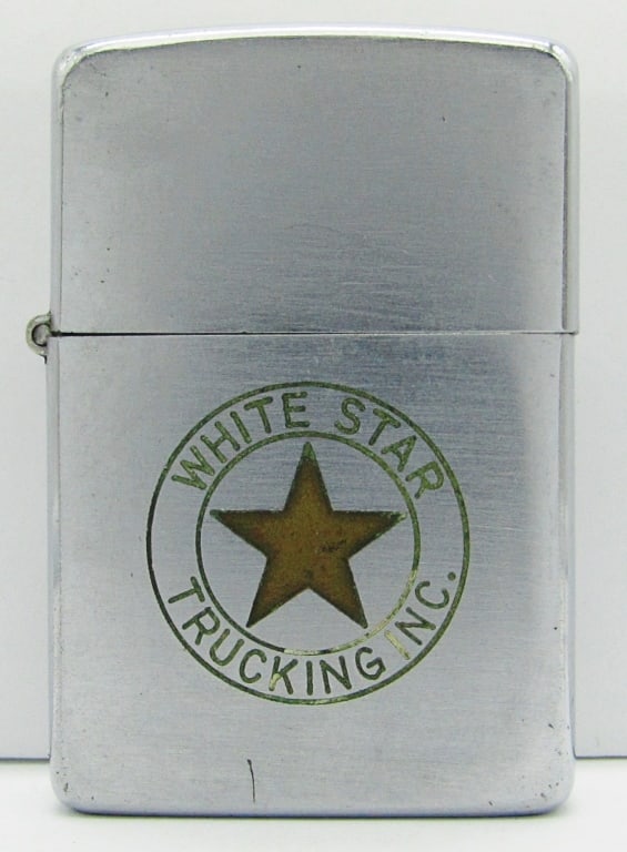1937-1950 Patent 2032695 Advertising Zippo: With Matching Pat. 2032695 Insert; "White Star Trucking Inc."; Used Condition.