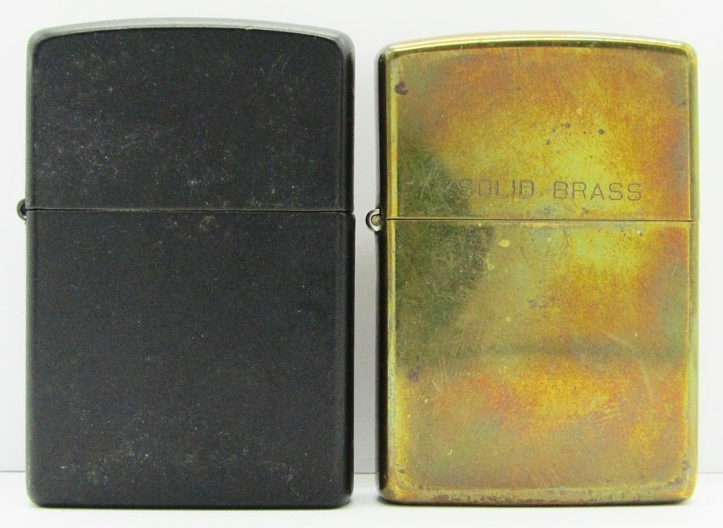 1991 Solid Brass & 1996 Matte Black Zippo Lighters: Both Used Conditions.