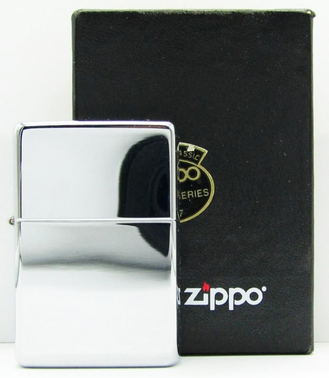 2003 Vintage Series High Polish Chrome Zippo: Unfired Zippo Lighter in Original Box.