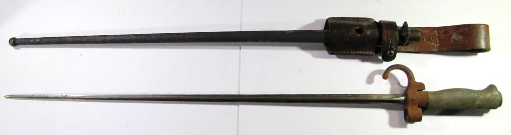 Vintage French Lebel Bayonet with Scabbard: Handle Marked "83173"; 25" Overall Length; 26" With Scabbard; Used Condition.
