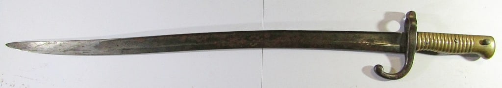 Antique M16 French Chassepot Bayonet: 22.5" Blade Length, 27.5" Overall Length; Used Condition.