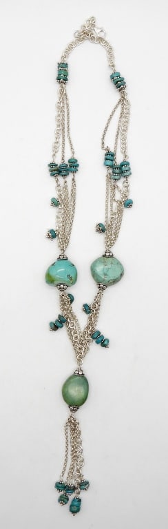 21" STERLING & LARGE TURQUOISE NECKLACE (1 of 2)