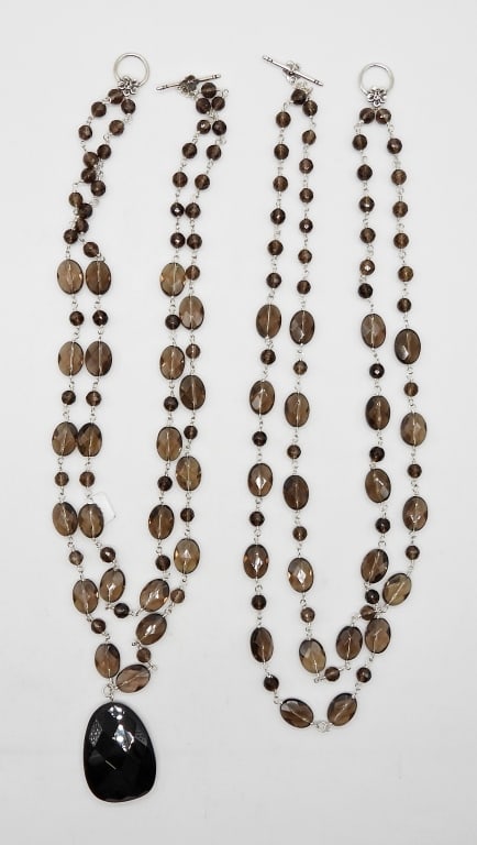 (2) STERLING SMOKY QUARTZ NECKLACES (1 of 2)