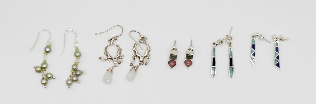 (5) PAIRS STERLING EARRINGS - MARKED 925 (1 of 2)