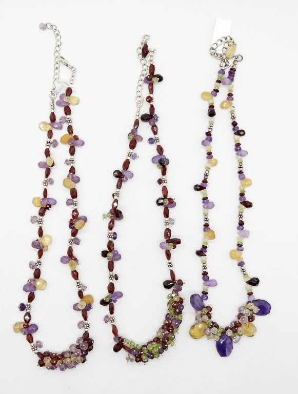 (3) STERLING & MULTI COLOR BEAD CHOKERS (1 of 2)