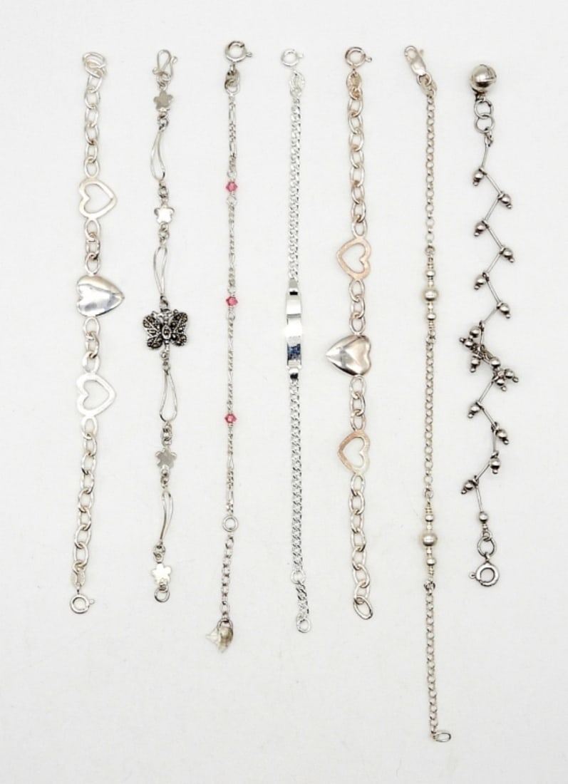 (7) STERLING BRACELETS, ALL MARKED 925 (1 of 2)
