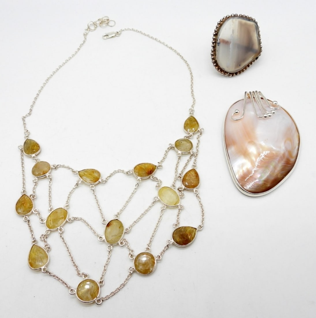 STERLING NECKLACE, RING & PENDANT SET (1 of 2)