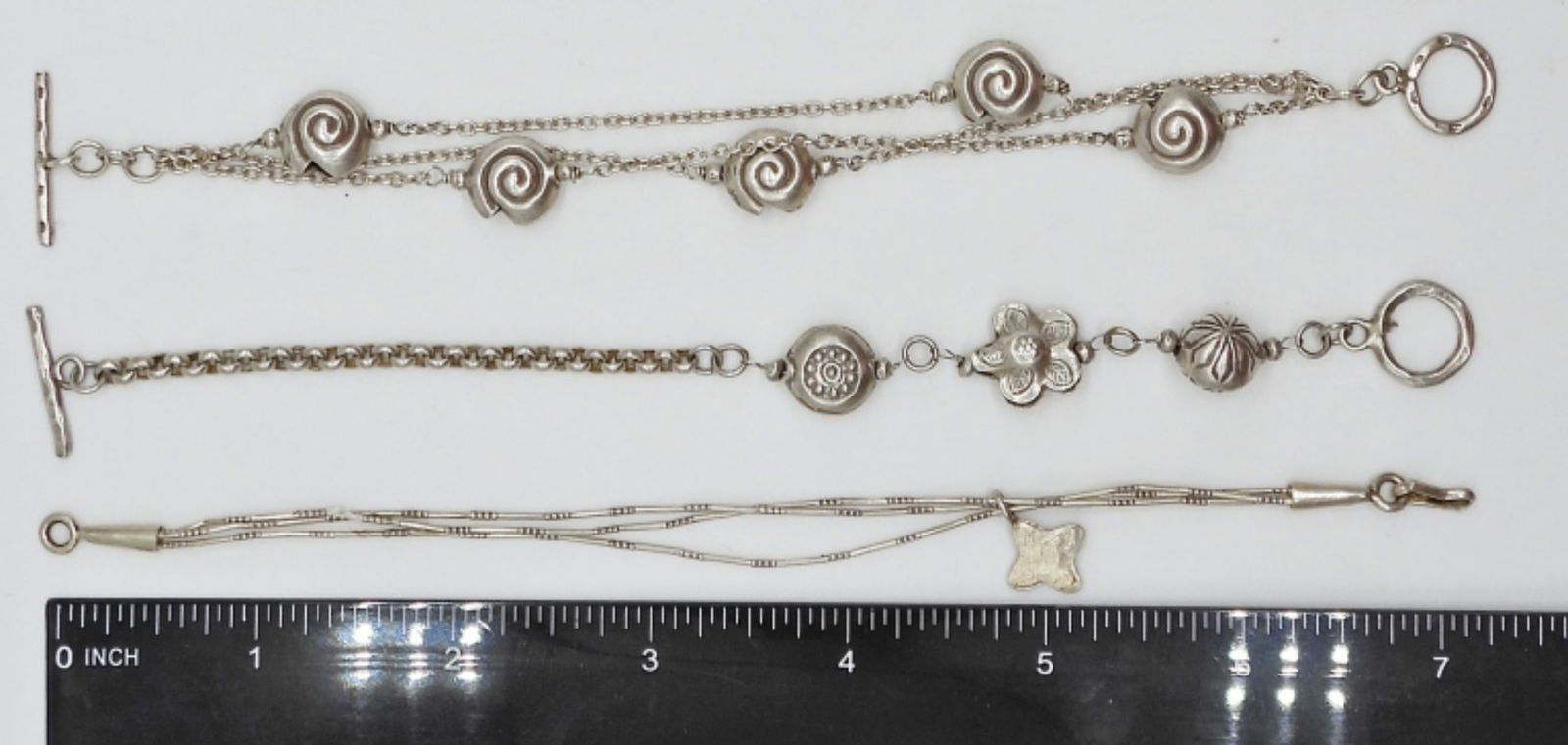 (3) 7.5 INCH STERLING CHAIN BRACELETS: 18.5 DWT STERLING CHAIN BRACELETS - 7.5 INCH