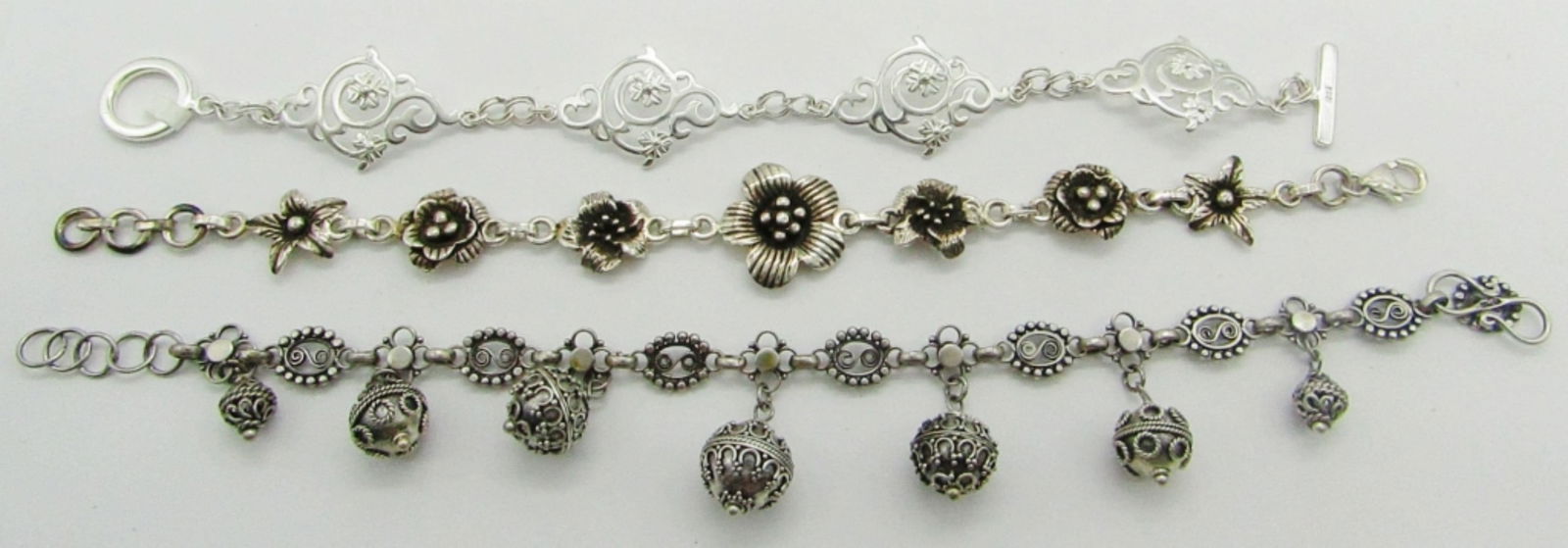 (3) 7" Sterling Silver Bracelets (1 of 3)
