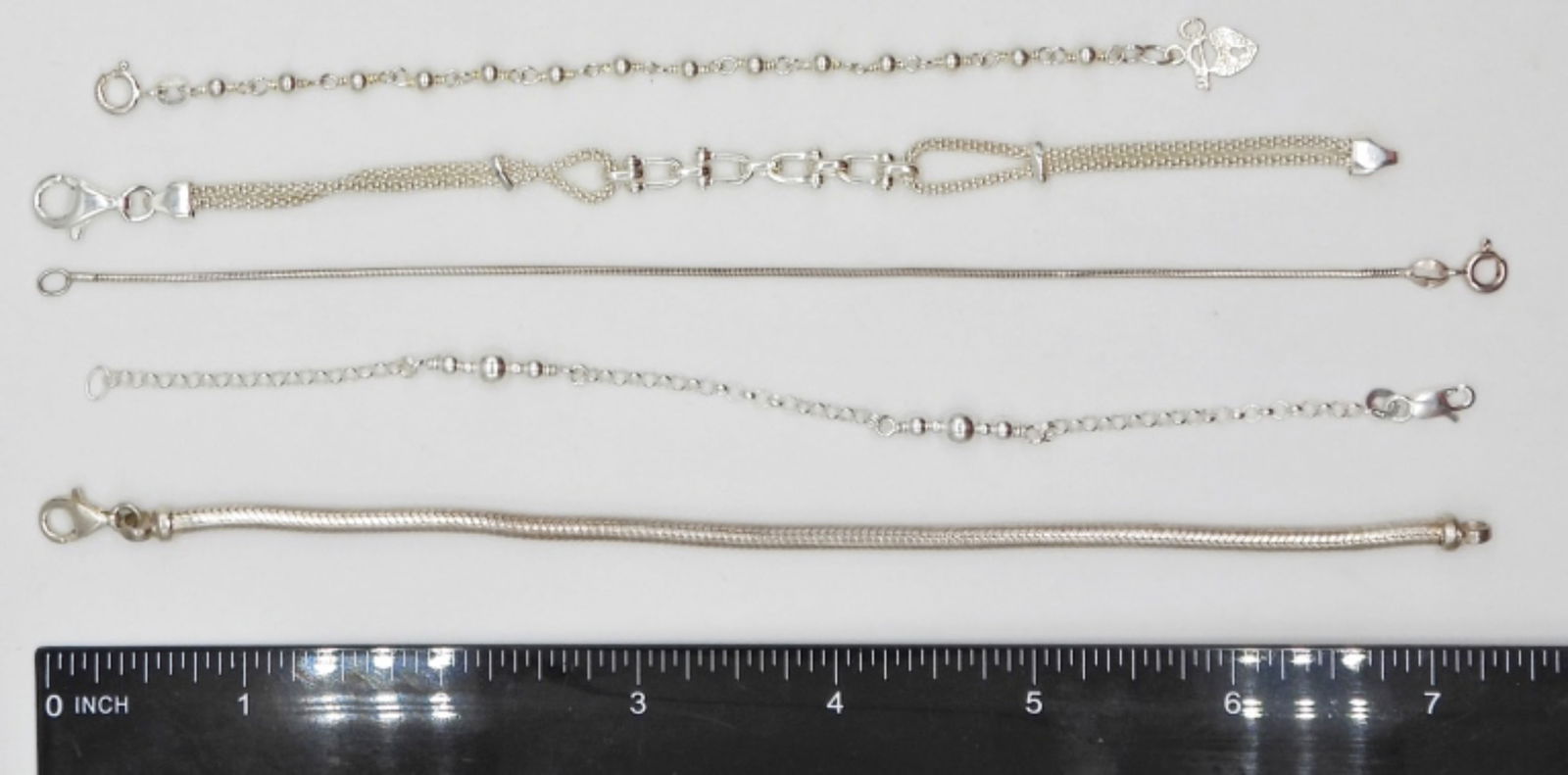(5) 7" STERLING BRACELETS - MARKED 925 (1 of 1)