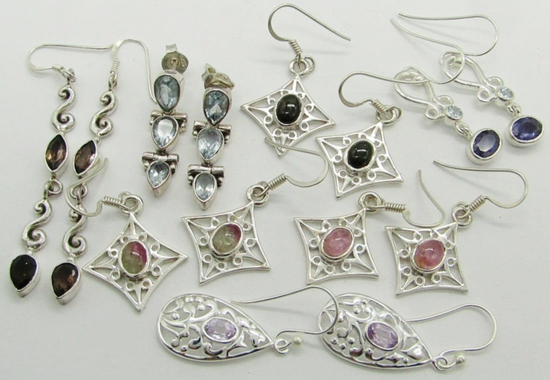 (7) Pairs of Pierced Sterling Silver Earrings (1 of 2)