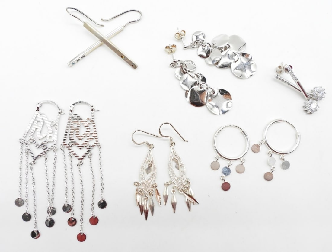 (6) PAIRS PIERCED STERLING EARRINGS (1 of 2)