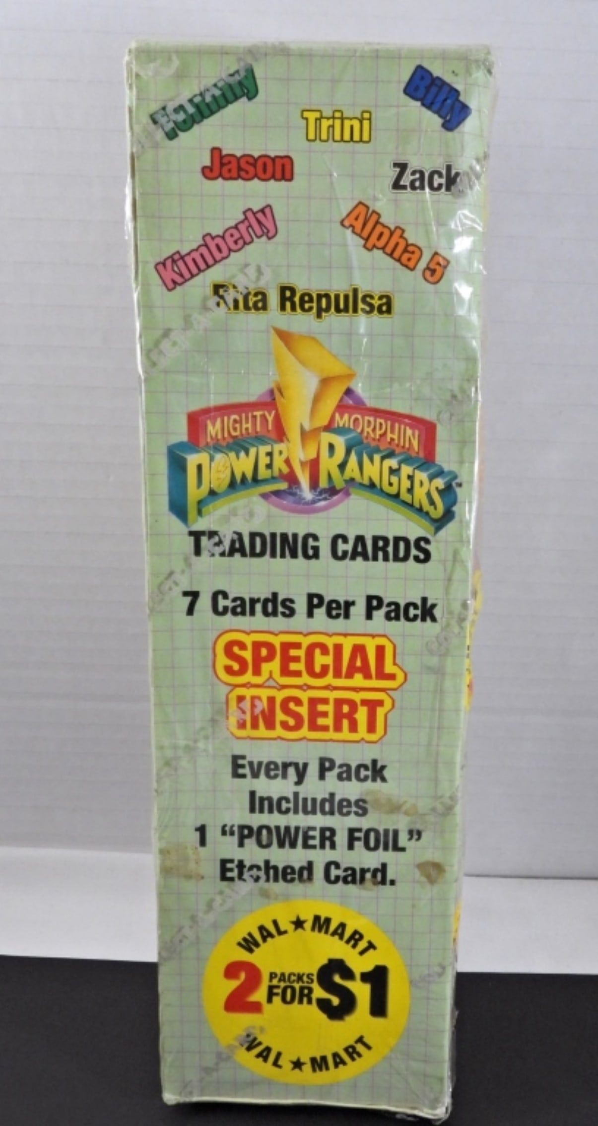 1994 MIGHTY MORPHIN POWER RANGERS BOX: SEALED but weak WALMART SPECIAL INSERT POWER RANGERS PACK / BOX