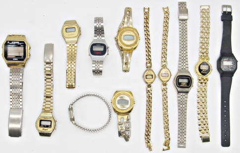 (12) LCD QUARTZ WRIST WATCHES: MOSTLY LADIES - TIMEX & MORE - UNTESTED