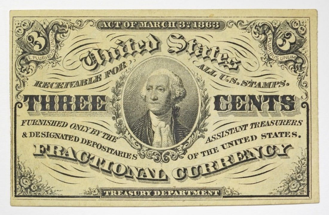 THREE CENTS FRACTIONAL CURRENCY PIECE (1 of 2)