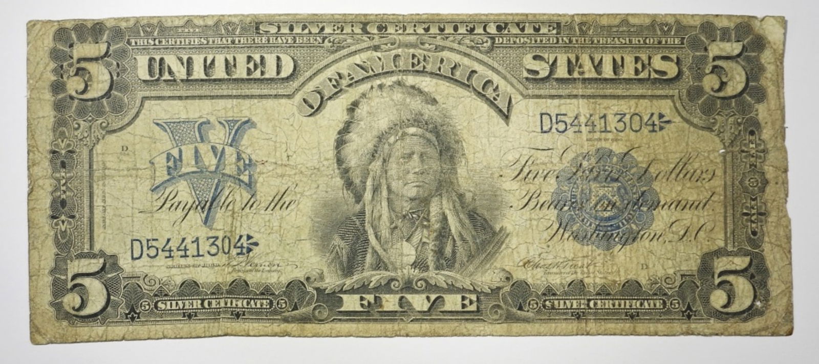 1899 $5 INDIAN CHIEF SILVER CERTIFICATE (1 of 2)