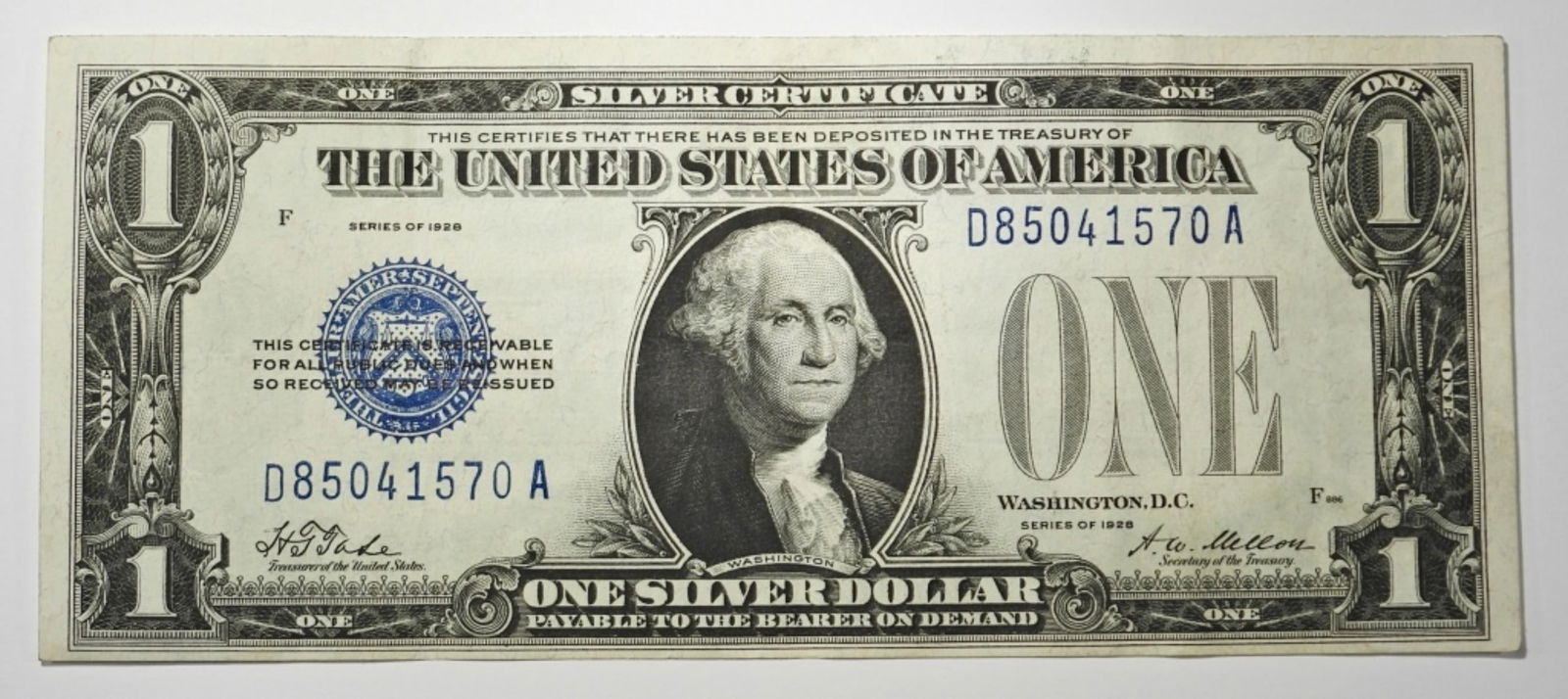 1928 $1 "FUNNY BACK" SILVER CERTIFICATE (1 of 2)