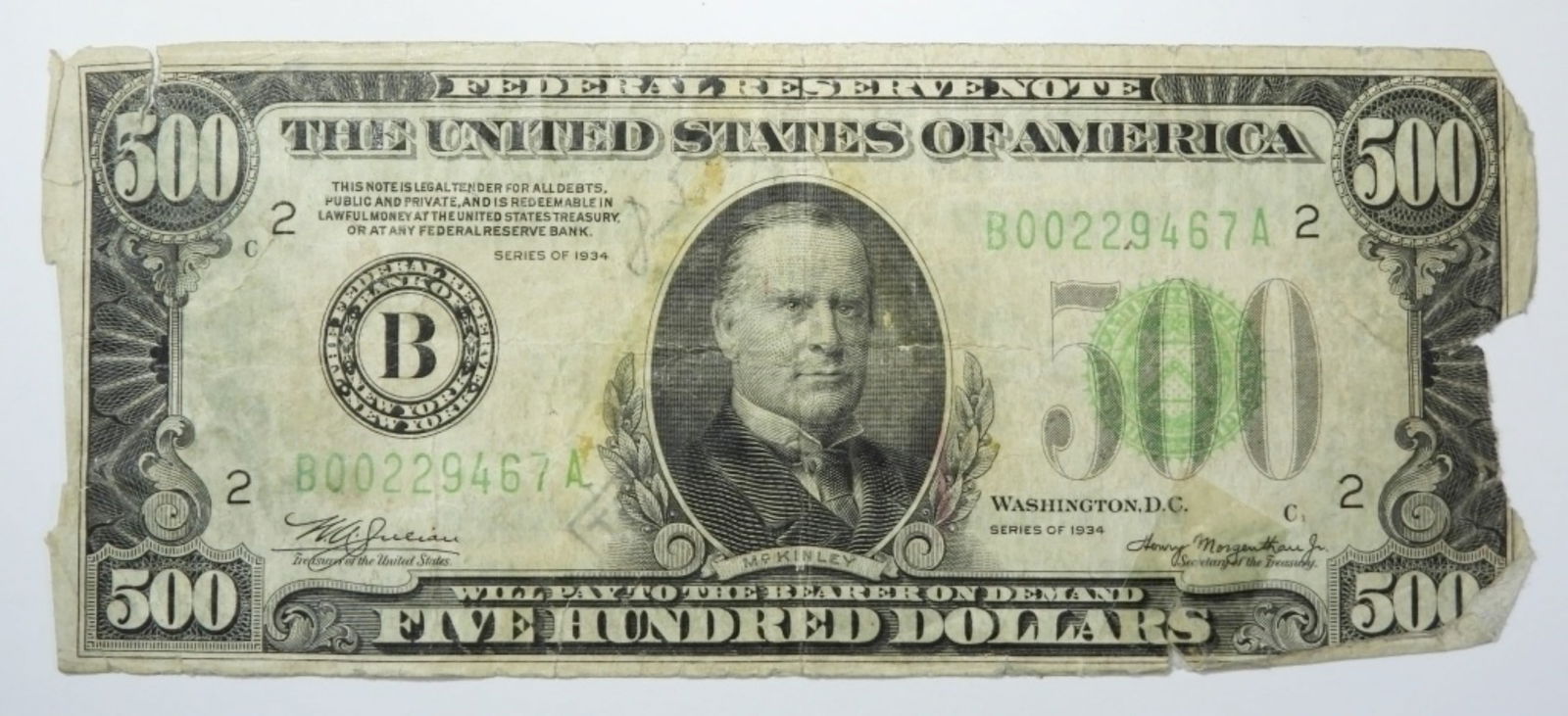 1934 $500 FEDERAL RESERVE NOTE (1 of 2)