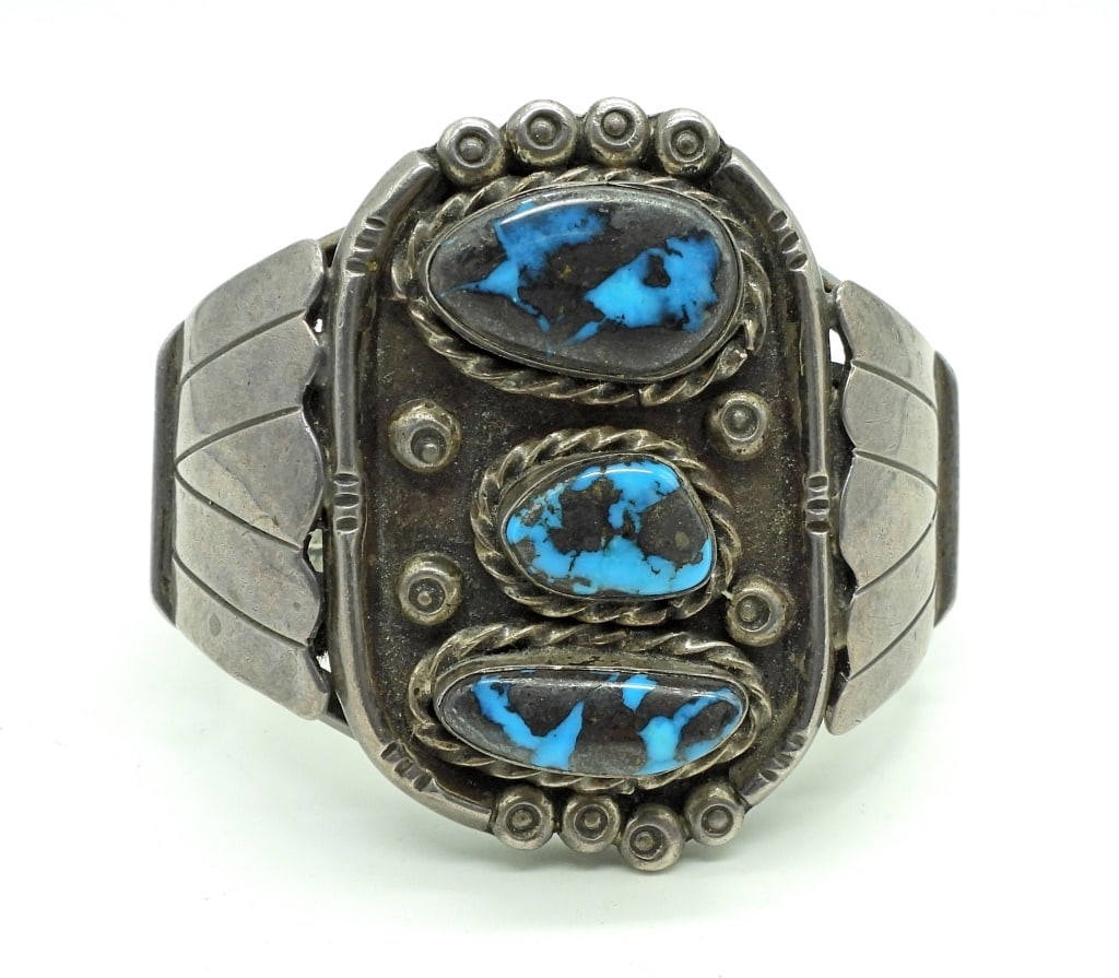 STERLING NATURAL STONE CUFF BRACELET (1 of 2)